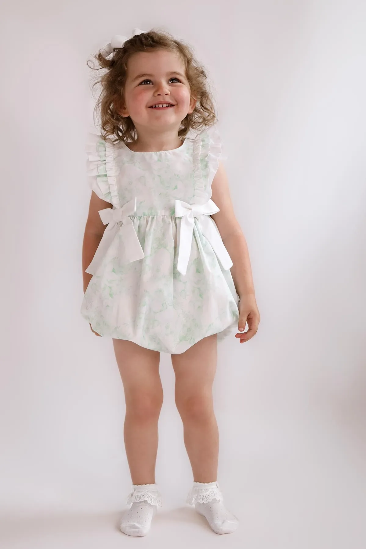 Soft Green Floral Romper (3M - 4Y)