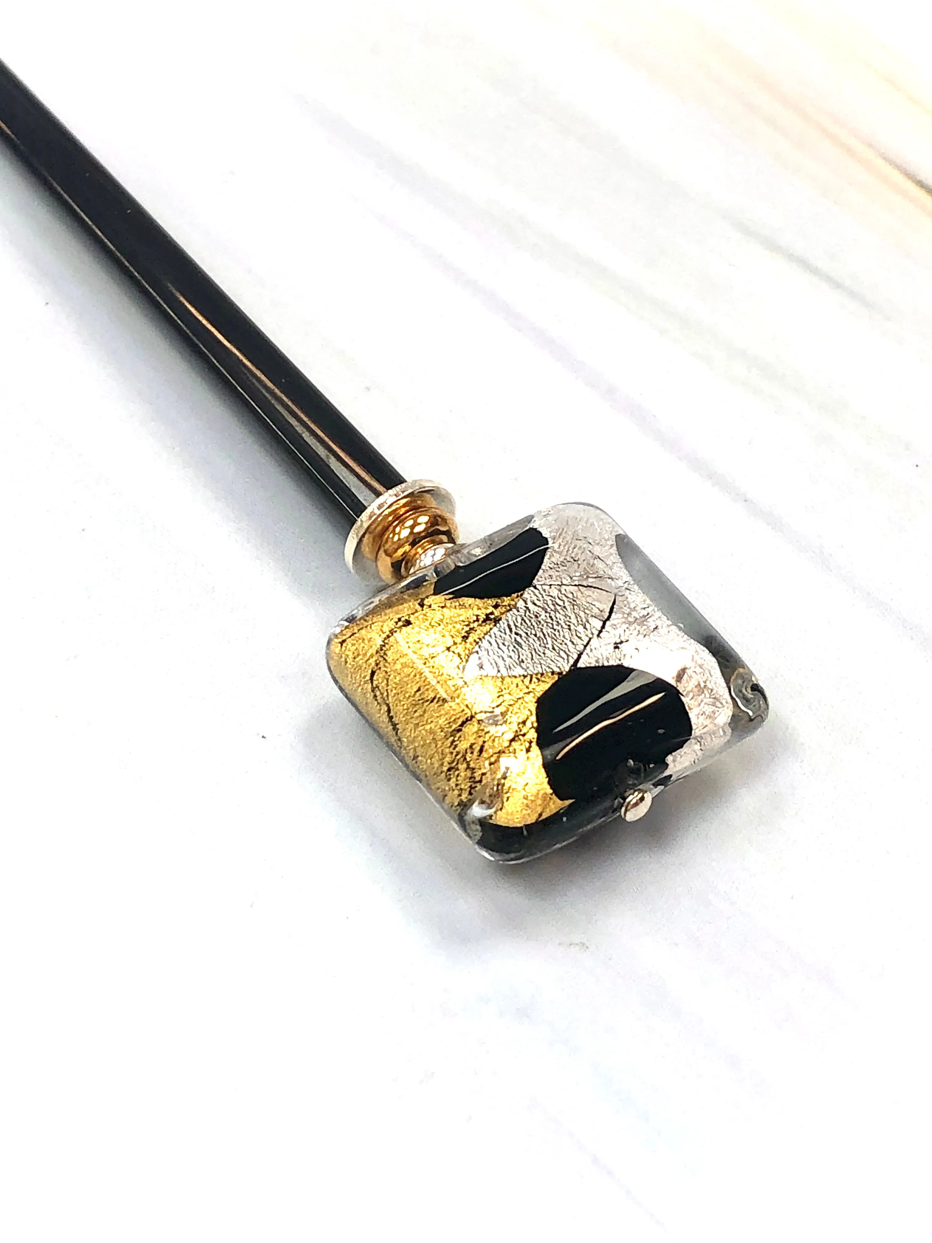 Sterling Silver and 24k Gold Elegant hair stick, luxury hair stick Modern hair stick