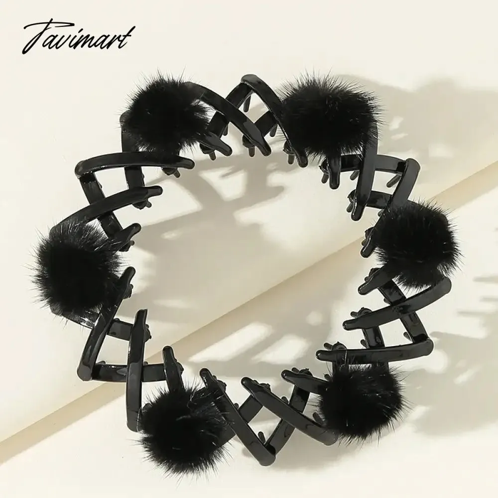 Tavimart Women Cute Plush Ball Bird Nest Hair Claw Clips Scrunchies Expand Hair Bun Ponytail Holder Hairpins New Hair Accessories