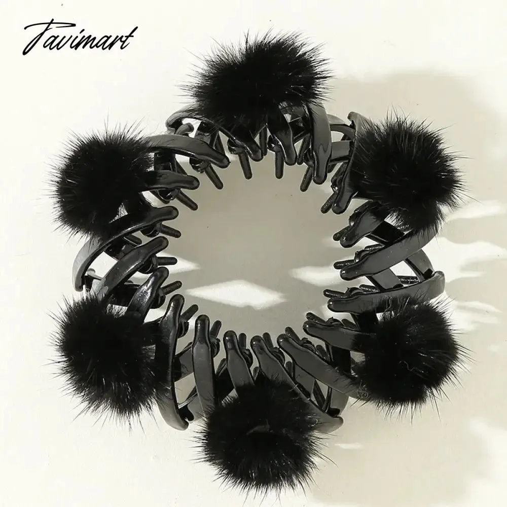 Tavimart Women Cute Plush Ball Bird Nest Hair Claw Clips Scrunchies Expand Hair Bun Ponytail Holder Hairpins New Hair Accessories