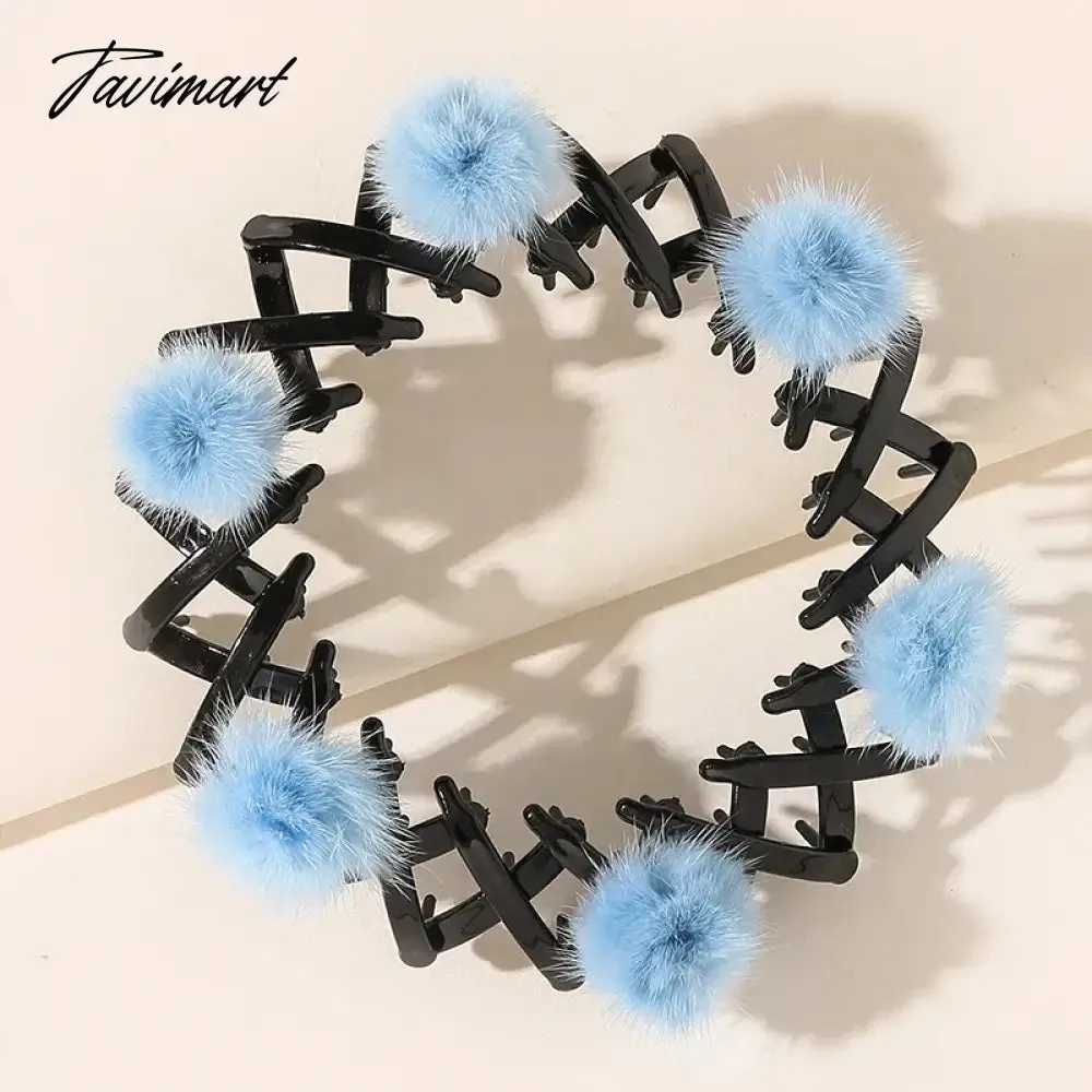 Tavimart Women Cute Plush Ball Bird Nest Hair Claw Clips Scrunchies Expand Hair Bun Ponytail Holder Hairpins New Hair Accessories