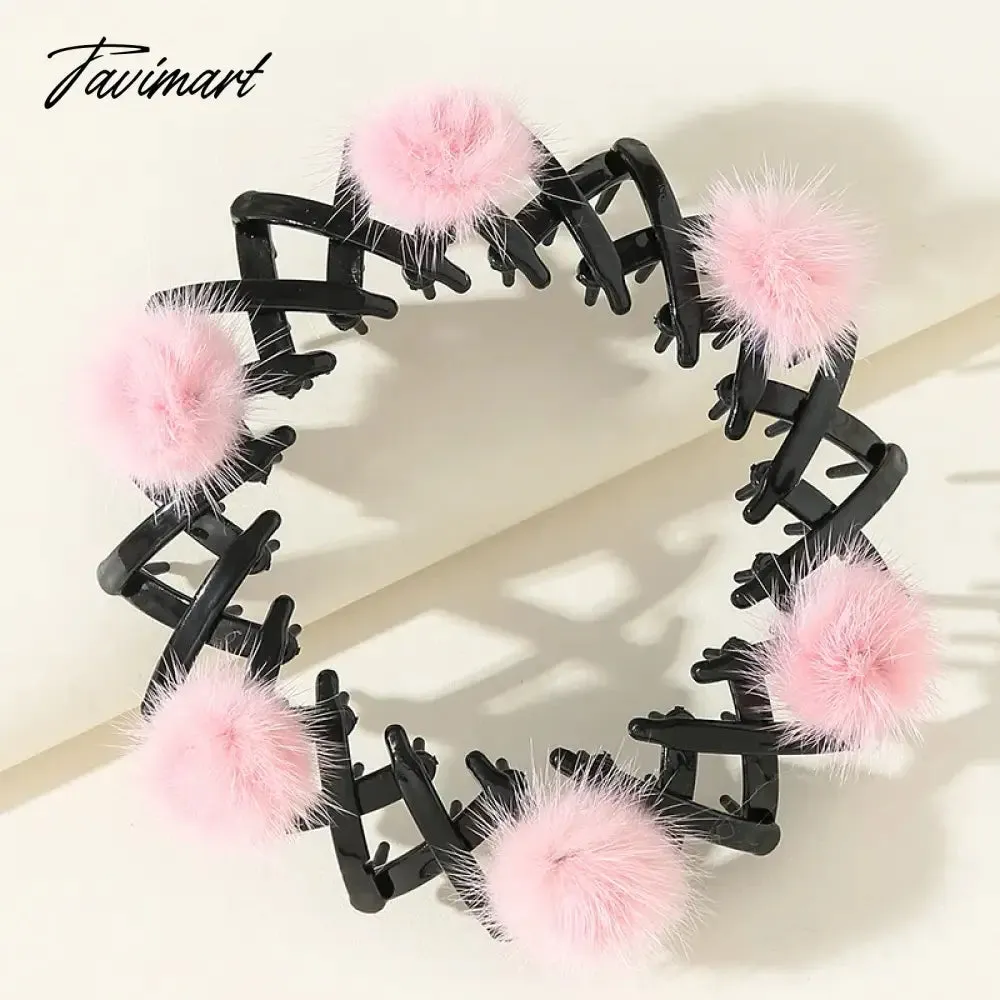 Tavimart Women Cute Plush Ball Bird Nest Hair Claw Clips Scrunchies Expand Hair Bun Ponytail Holder Hairpins New Hair Accessories