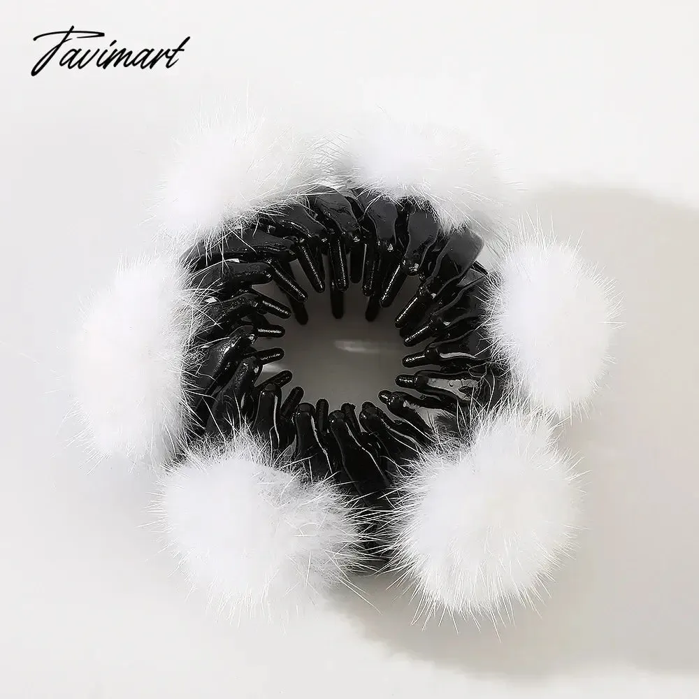 Tavimart Women Cute Plush Ball Bird Nest Hair Claw Clips Scrunchies Expand Hair Bun Ponytail Holder Hairpins New Hair Accessories