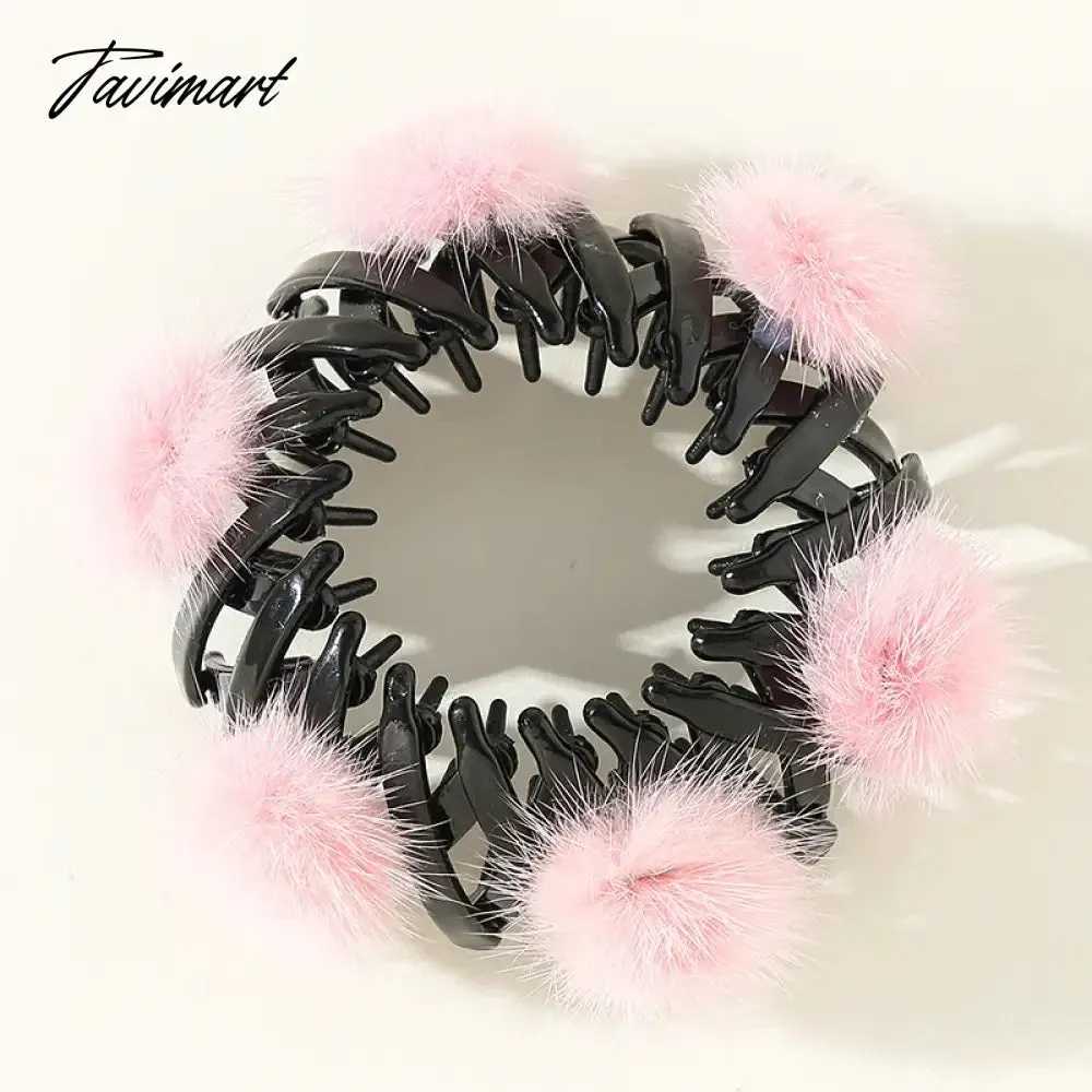 Tavimart Women Cute Plush Ball Bird Nest Hair Claw Clips Scrunchies Expand Hair Bun Ponytail Holder Hairpins New Hair Accessories