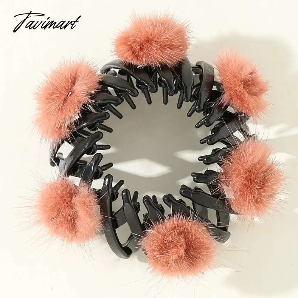 Tavimart Women Cute Plush Ball Bird Nest Hair Claw Clips Scrunchies Expand Hair Bun Ponytail Holder Hairpins New Hair Accessories