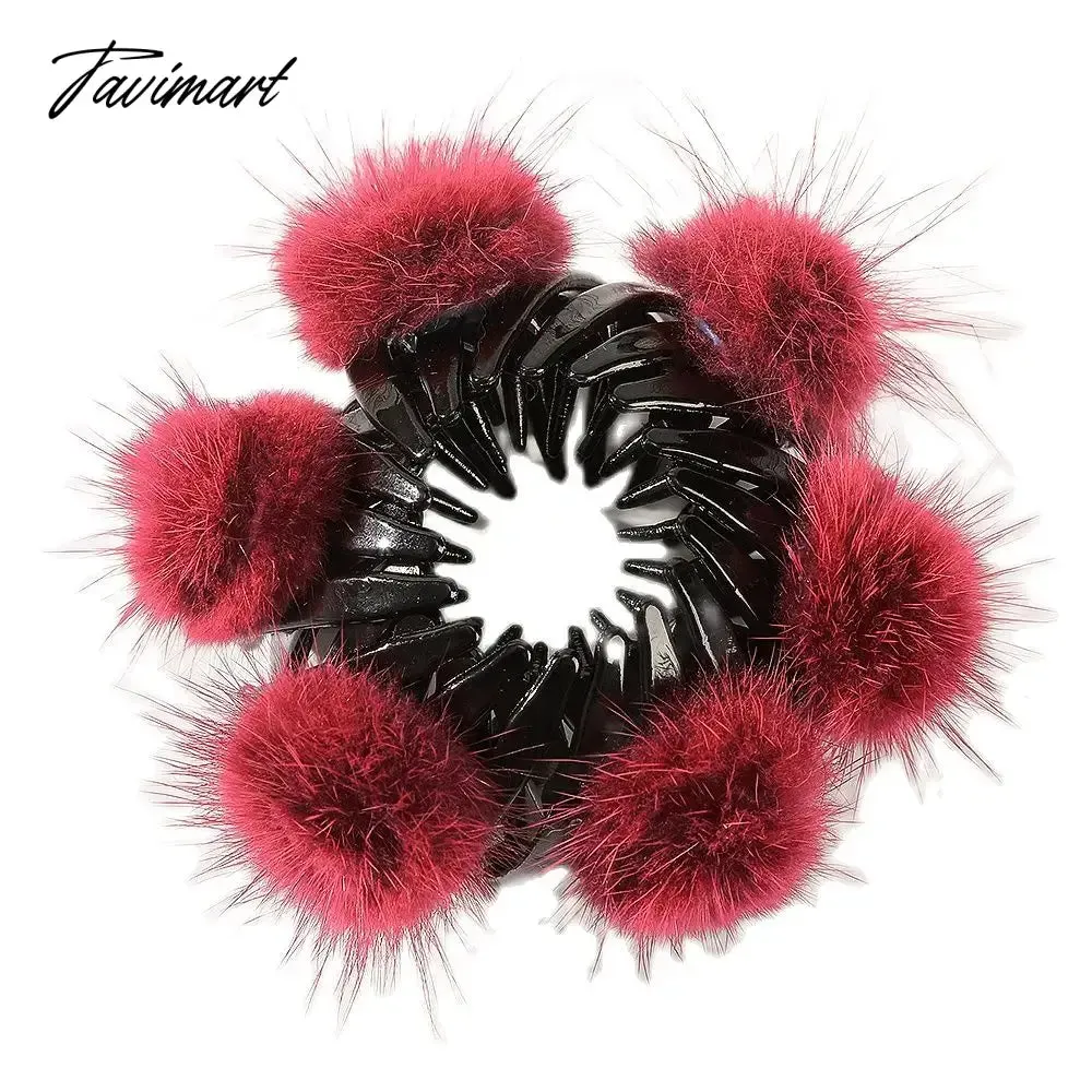 Tavimart Women Cute Plush Ball Bird Nest Hair Claw Clips Scrunchies Expand Hair Bun Ponytail Holder Hairpins New Hair Accessories