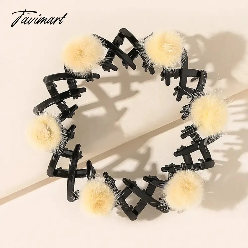 Tavimart Women Cute Plush Ball Bird Nest Hair Claw Clips Scrunchies Expand Hair Bun Ponytail Holder Hairpins New Hair Accessories