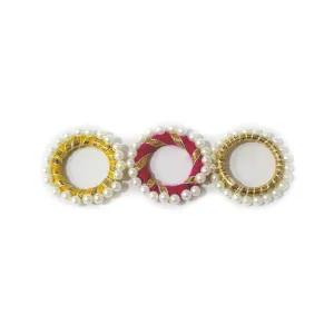 Threaded Round Bangle with Gota and Beads for Craft Packing Decoration - 11554, Medium