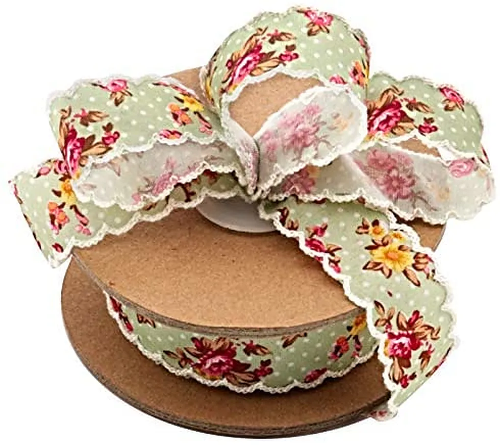 Vintage Floral Shabby Chic Ribbon - 1" x 10 Yards