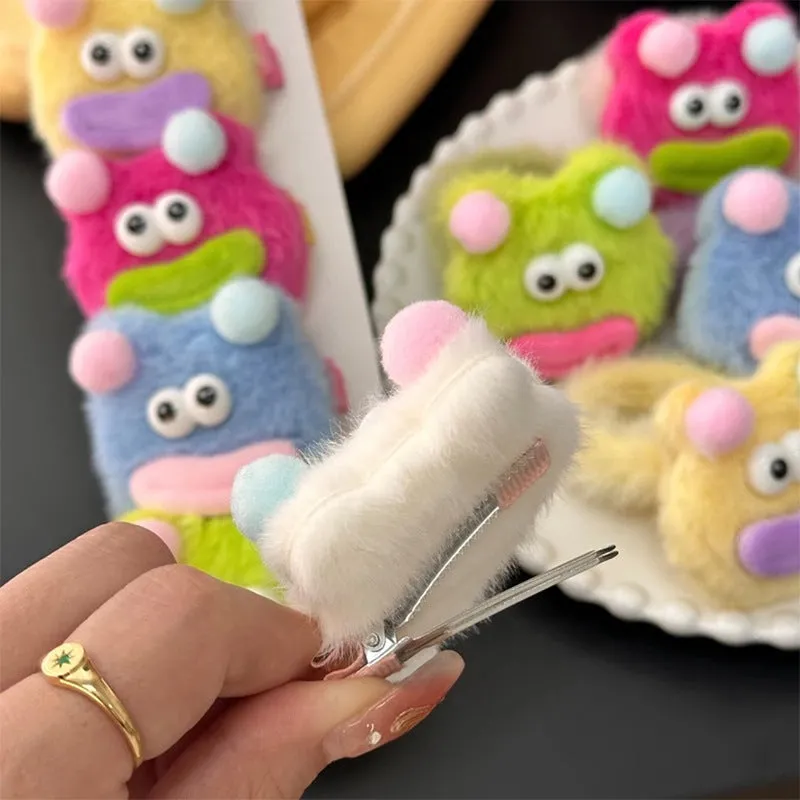 Wholesale Cartoon Cute Little Monster Plush Hair Clips Hair Scrunchies JDC-HC-Yika005