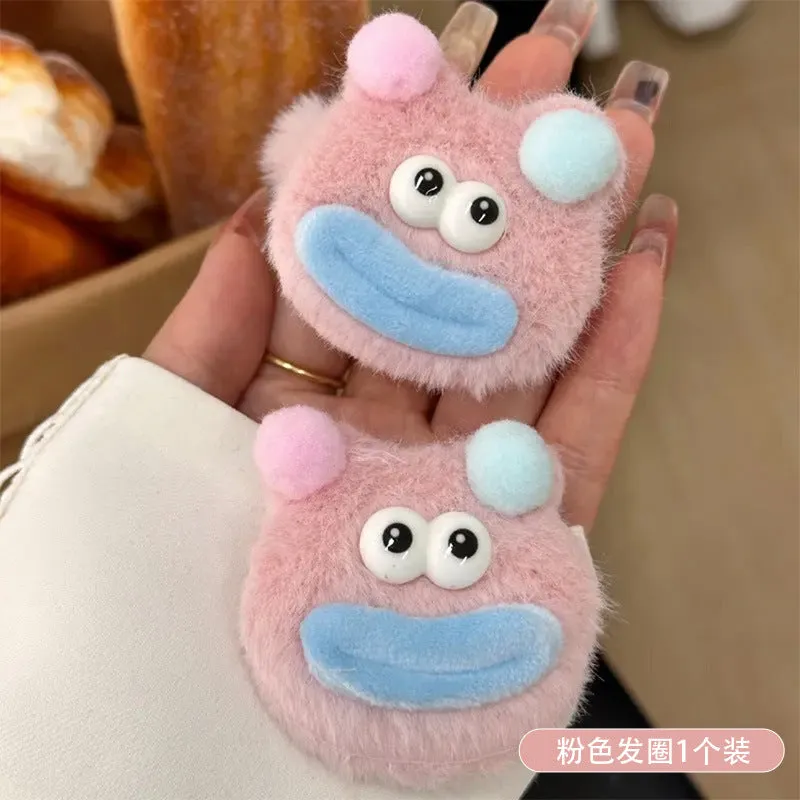 Wholesale Cartoon Cute Little Monster Plush Hair Clips Hair Scrunchies JDC-HC-Yika005